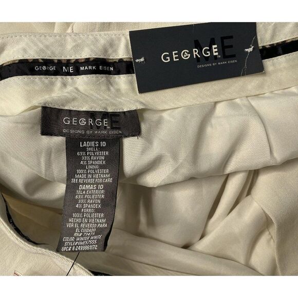 Wide Leg Dress Pants Winter White Modern Fit Seamed Mark Eisen Sz 10 NEW - Picture 6 of 8